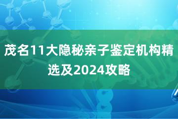 茂名11大隐秘亲子鉴定机构精选及2024攻略